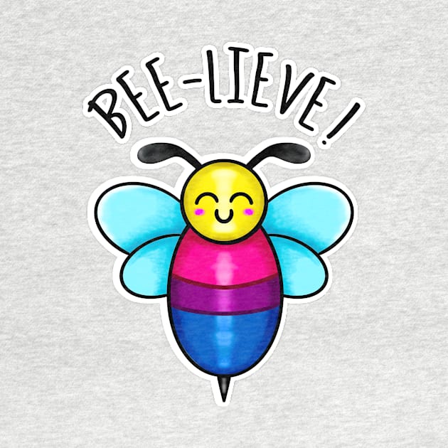 Kawaii LGBT Bee-lieve. Bisexual Pride Flag by bolincradleyart